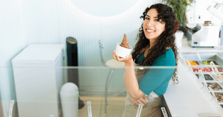 Seasonal hire working in an ice cream shop