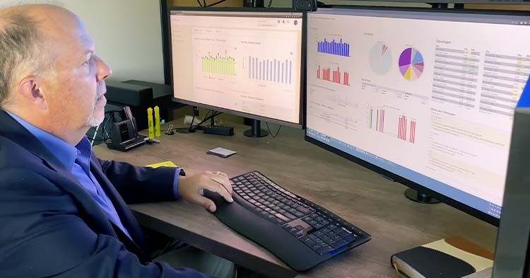 Man sitting at computer