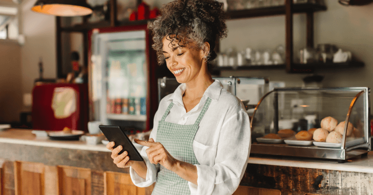 Business woman on tablet