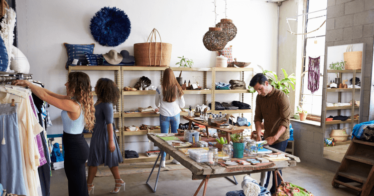 People shopping at a small business